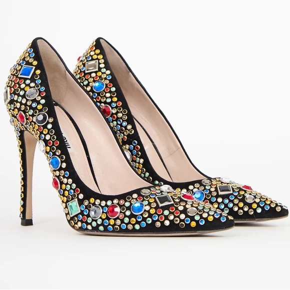 Authentic MIU MIU Crystal Jeweled Embellished Heels - Picture 14 of 15
